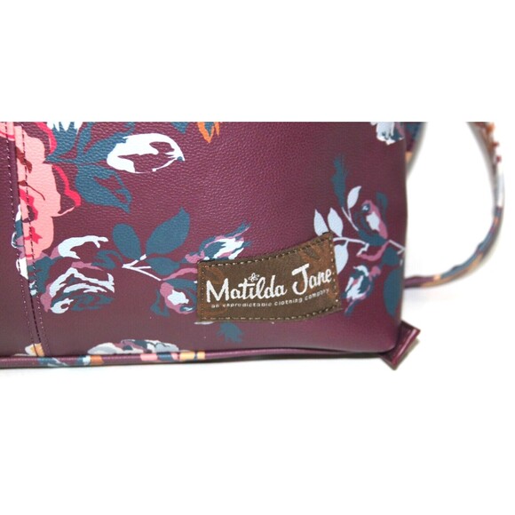 Matilda Jane Plum Perfect Vegan Leather Floral Trunk Backpack Purse Bag 13\